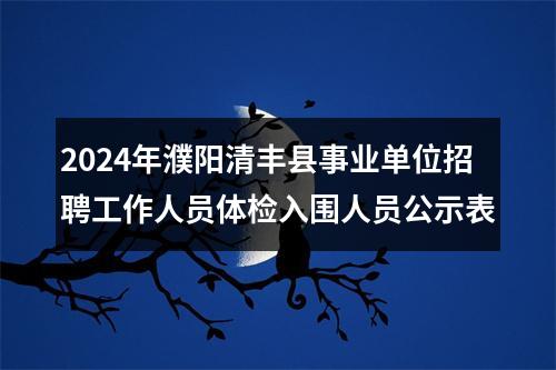 2024年濮阳清丰县事业单位招聘工作人员体检入围人员公示表 图片